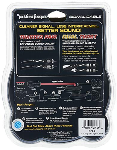Rockford Fosgate RFI-3 Twisted Pair 3-Feet Signal Cable Rockford Fosgate RFI-3 Twisted Pair 3-Feet Signal Cable